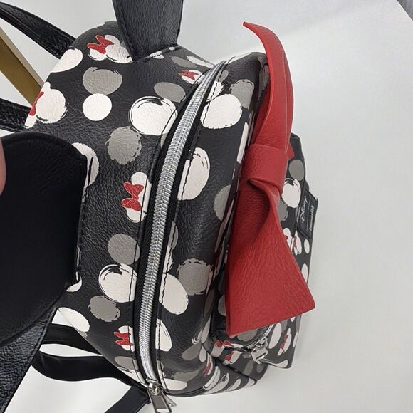 Disney Loungefly Minnie Mouse Polka Dot Mini Backpack Red Bow Ears Black 2022 main image 7